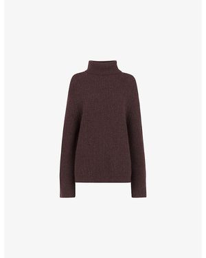 Whistles Heavy Roll-Neck Wool Jumper - Brown