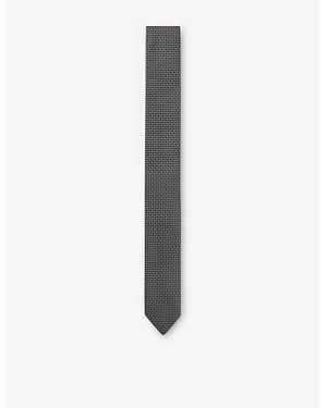 HUGO Jacquard-Pattern Silk Tie - White