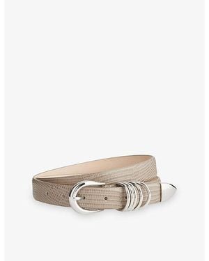 DEHANCHE Hollyhock Lizard Embossed Leather Belt - Multicolour