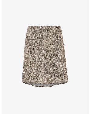 Whistles Dashed Leopard-Print Woven Mini Skirt - Grey