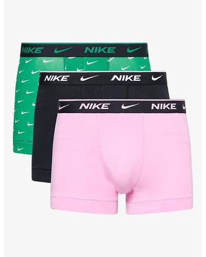 Nike Essential Pack Of Three Stretch-Cotton Trunks - Green