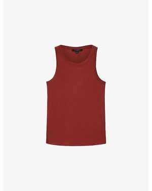 AllSaints Rina Round-Neck Sleeveless Stretch-Woven Tank - Red