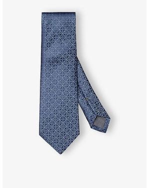 Eton Geometric-Pattern Silk Tie - Blue