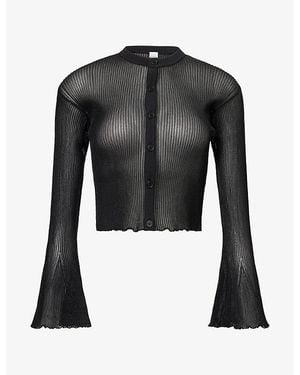 CFCL Hypha Lucent Glitter Bell-Sleeve Knitted Cardigan - Black