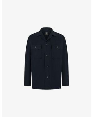 BOGGI Flap-Pocket Regular-Fit Stretch-Woven Overshirt - Blue