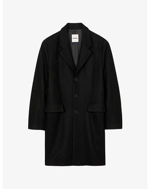 Sandro Button-Up Regular-Fit Wool And Cashmere-Blend Coat - Black
