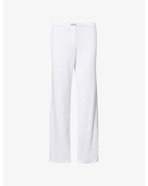 Sporty & Rich Logo-Patch Pointelle Cotton Trousers - White