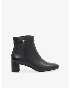 Dune Oaken Heeled Leather Ankle Boots - Black