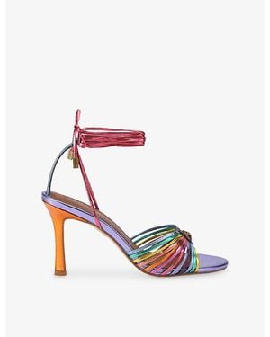 Kurt Geiger Tie Multi-Strap Heeled Leather Sandals - White