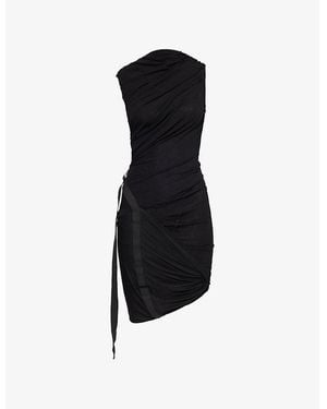 Helmut Lang Wind Ruched Stretch-Woven Midi Dress - Black