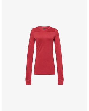 Rick Owens Girder Long-Sleeves Cotton-Jersey T-Shirt - Red