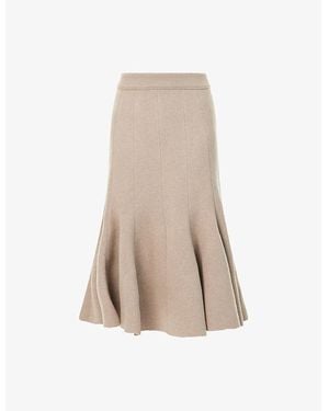 Bottega Veneta Flared High-Waist Cashmere-Blend Midi Skirt - Natural