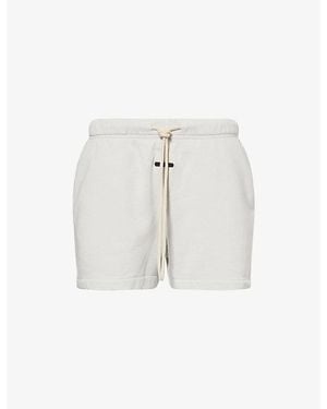 Fear Of God Classic-Fit Logo-Embroidered Cotton-Fleece Track Shorts - White