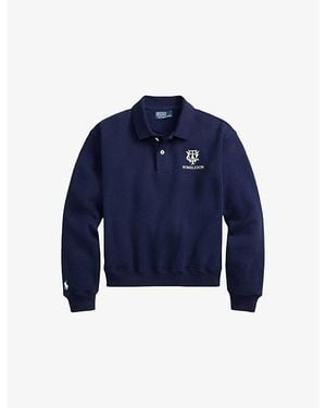 Polo Ralph Lauren X Wimbledon Brand-Embroidered Cotton-Blend Sweatshirt - Blue