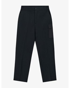 BOGGI Straight Elasticated-Waist Stretch Cotton-Blend Trousers - Blue