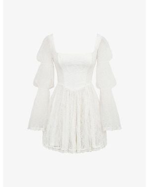 House Of Cb Sancia Puff-Sleeve Lace Mini Dress - White