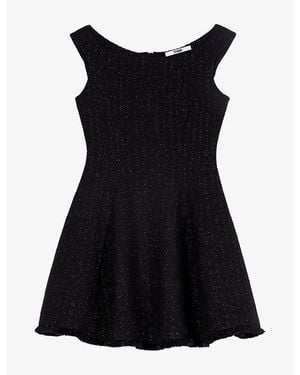 Maje Sleeveless Flared Tweed Mini Dress - Black