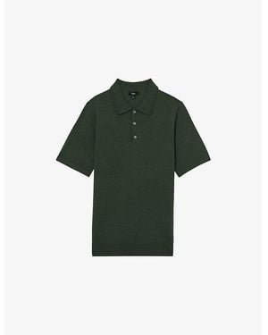 Reiss Manor Half-Button Short-Sleeve Merino-Wool Polo Shirt - Green