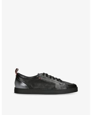 Santoni Monte Carlo Leather Trainers - Black