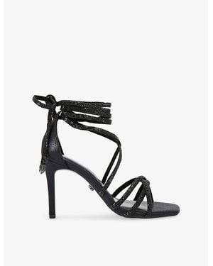 Carvela Kurt Geiger Paparazzi Tie Crystal-Embellished Faux-Leather Heels - Black