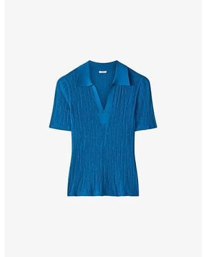 JOSEPH Bayt Round-Neck Crinkle Woven Tank - Blue