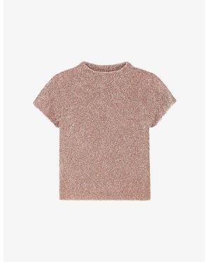 Ro&zo Sparkle Round-Neck Knitted T-Shirt - Pink