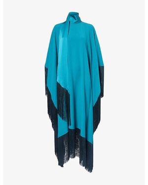 Taller Marmo Mrs Ross Fringe-Trim Woven Kaftan - Blue