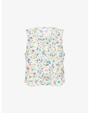 Mother The Love Letter Floral-Print Cotton Top - Blue