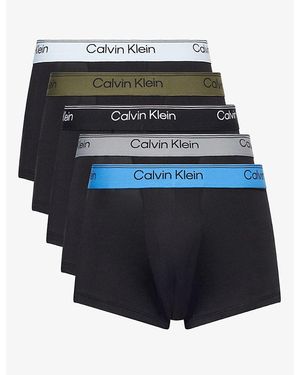 Calvin Klein Blk,Blu,,Con,Air Low-Rise Pack Of Five Stretch-Jersey Trunks - Black