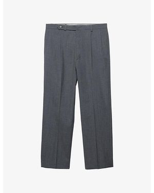 Prada Tailored Straight-Leg Wool Pants - Gray