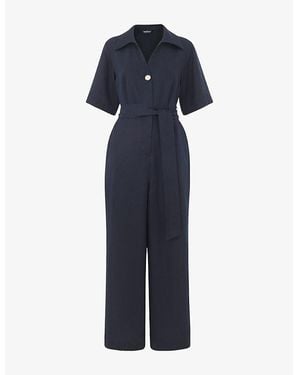 Whistles Button-Front Wide-Leg Woven Jumpsuit - Blue