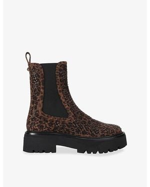 Kurt Geiger Perfection Leopard-Print Suede Ankle Boots - Brown