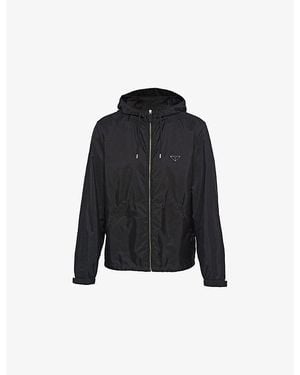 Prada Re-Nylon Drawstring-Hood Shell Jacket - Black
