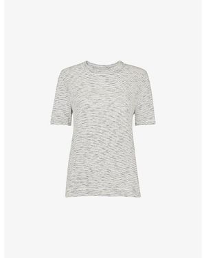 Whistles Rosa Double-Trim Regular-Fit Striped Cotton T-Shirt - White