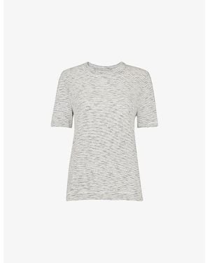 Whistles Rosa Double-Trim Regular-Fit Striped Cotton T-Shirt - White