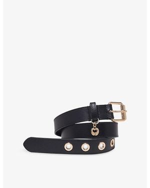 Maje Eyelet Leather Belt - Blue