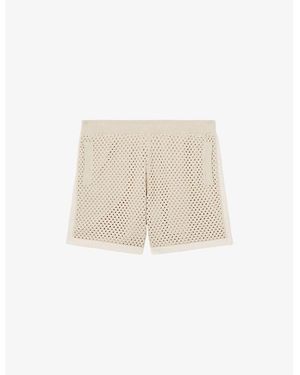 Reiss Butler Regular-Fit Crochet Stretch-Cotton Shorts - Natural