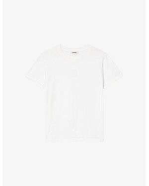 Sandro Logo-Embroidered Round-Neck Cotton-Jersey T-Shirt - White