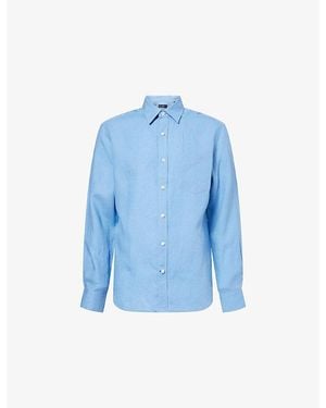dunhill Pointed-Collar Regular-Fit Linen Shirt - Blue