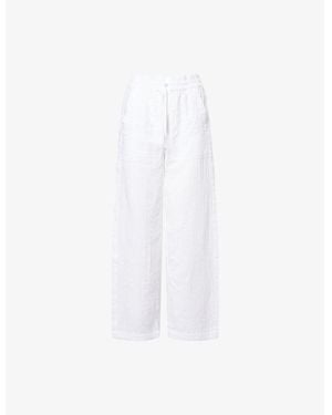 ME+EM Cheesecloth Wrinkled Straight-Leg Mid-Rise Cotton Trousers - White