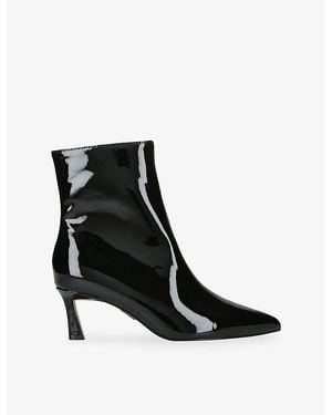 Steve Madden Lulah Patent-Leather Heeled Ankle Boots - Black