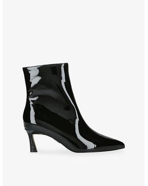 Steve Madden Lulah Patent-Leather Heeled Ankle Boots - Black