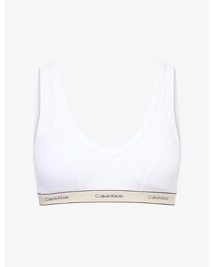 Calvin Klein Heritage V-Neck Cotton Bra - White