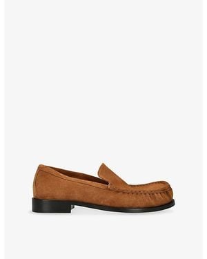 Dries Van Noten Ruched Suede Loafers - Brown