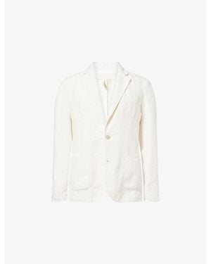 120% Lino Notch-Lapels Regular-Fit Linen Blazer - White