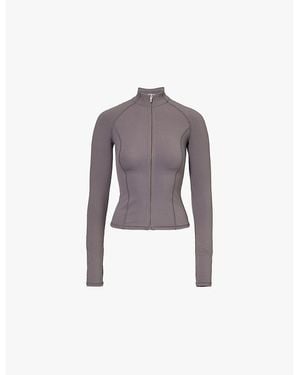 ADANOLA Ultimate Zip-Up Stretch-Jersey Top - Purple