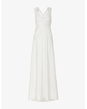 Whistles Nicole V-Neck Silk-Blend Maxi Wedding Dress - White
