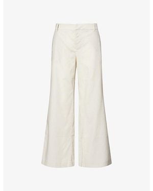 GOOD AMERICAN Wide-Leg High-Rise Linen-Blend Pants - White