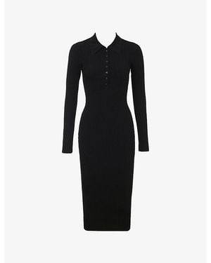 House Of Cb Sabra Ribbed Knit Maxi Dress Xs (A-C Cup) - Black
