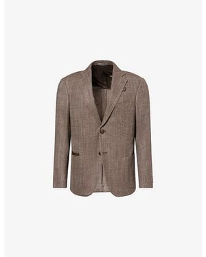 Corneliani Herringbone Single-Breasted Wool And Silk-Blend Jacket - Brown